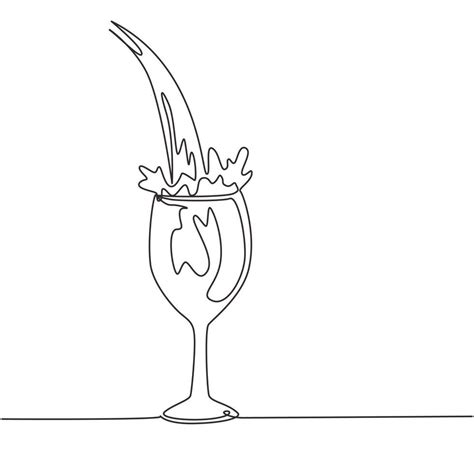 Single One Line Drawing Close Up Pouring Purified Fresh Drink Water Into Glass Pouring Water