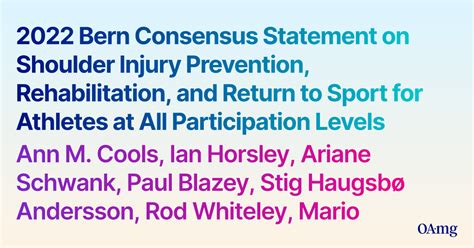 Pdf 2022 Bern Consensus Statement On Shoulder Injury Prevention