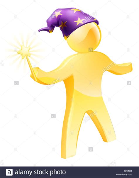 Cartoon Wizard Waving Magic Wand High Resolution Stock Photography And