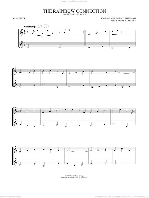 The Rainbow Connection Sheet Music For Two Clarinets Duets