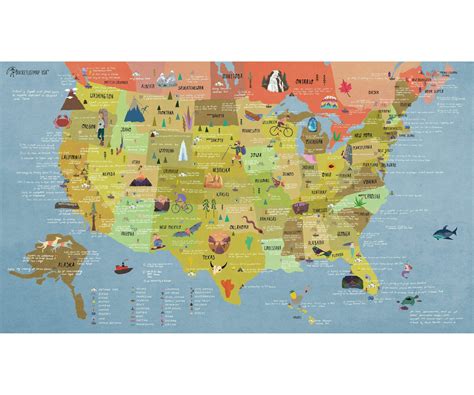 Usa Bucket List Travel Map Poster Awesome Maps