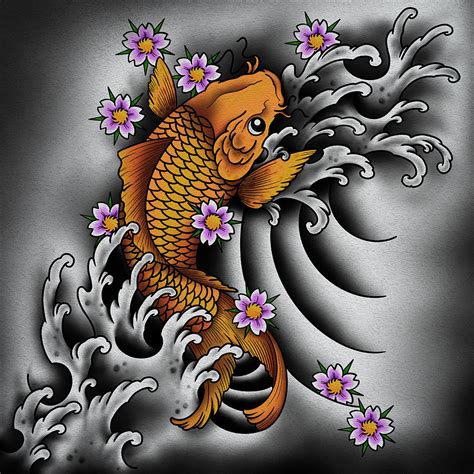 Japanese Koi Fish Digital Art By Samuel Whitton