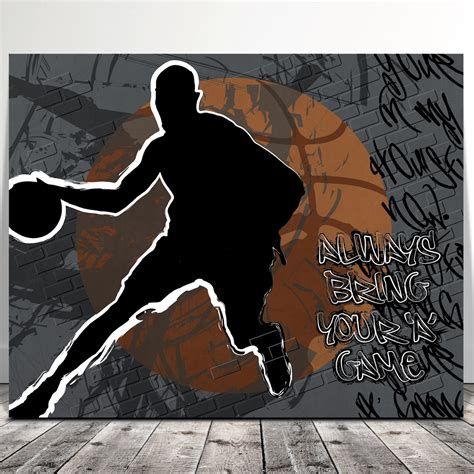 Basketball Graffiti Wall Art Sports Canvas Art For Boys Man Etsy