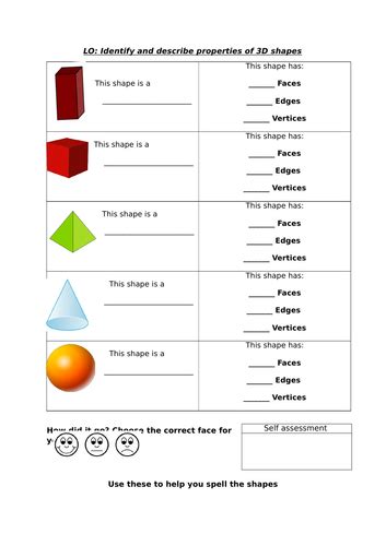 Identify And Describe Properties Of 3d Shapes Teaching Resources
