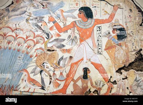 Pintura Mural Egipcio De Nebamun Caza En Las Marismas 2 Museo