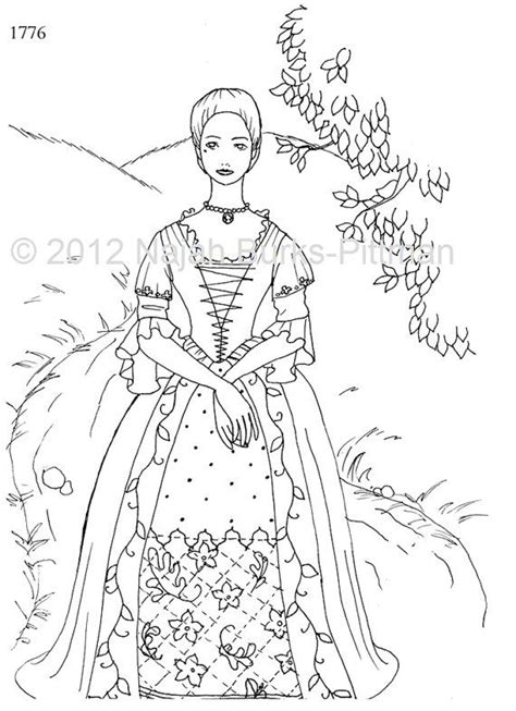 In this photo, the colors are from (top to bottom): Woman in 1776 Dressing Up Through History Coloring Page ...