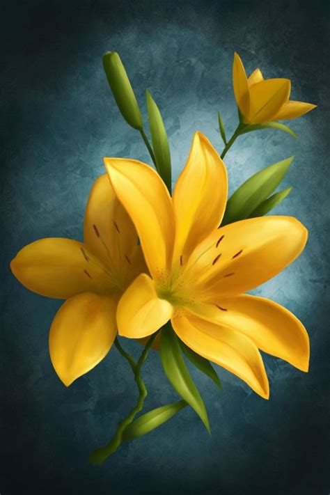 Yellow Flowers Painting Lily Painting Acrylic Painting Flowers