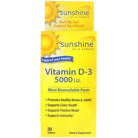 Sunshine Vitamin D 3 5000 Iu 30 Tablets Iherb
