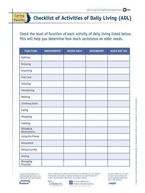Printable Adl Checklist Fill Out And Sign Printable Pdf