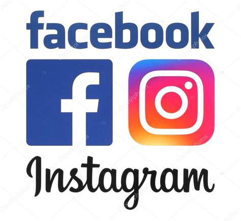 Nouveaux Logos Instagram Et Facebook Imprimés Sur Papier Blanc — Photo