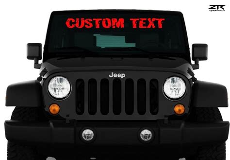 Jeep Custom Text Windshield Decal Ztr Graphicz Graphic Kit Custom