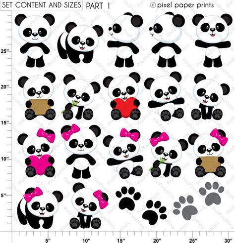 Panda Bear Clip Art And Digital Paper Set Panda Clipart Etsy