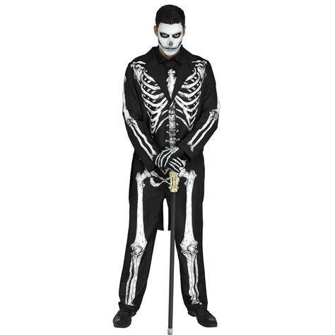 Fun World Mr Bones Skeleton Suit 5pc Men Costume One Size Black