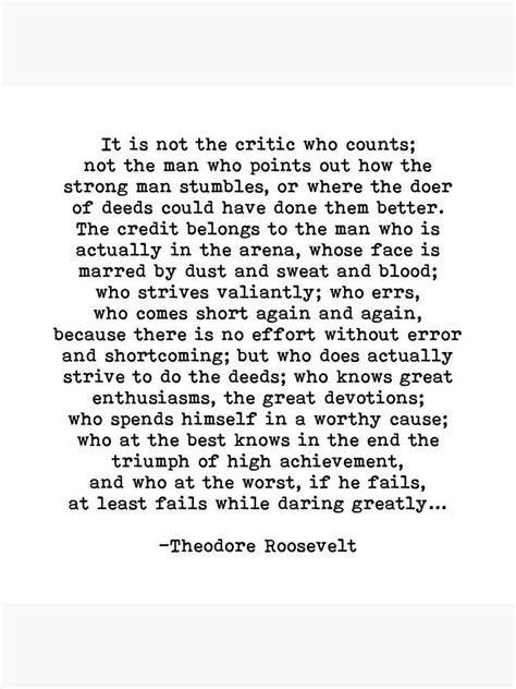 Man In The Arena Theodore Roosevelt Quote Art Board Print Prettylovely