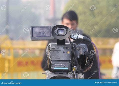 Journalist In Front Camera Stock Photo Image 56298187