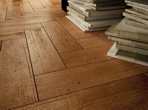 Herringbone Pattern Dark Grout Wood Effect Floor Tiles Wood Effect
