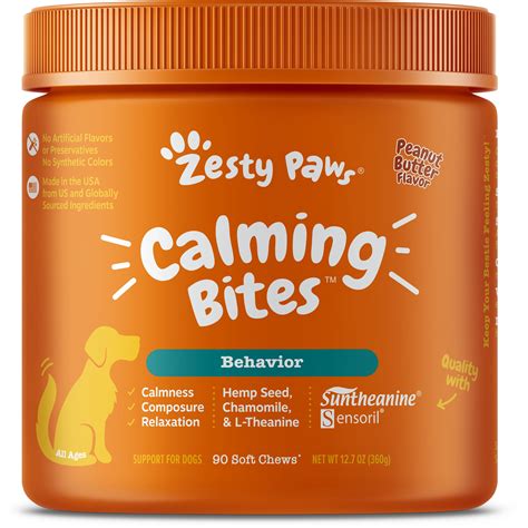 Zesty Paws Calming Bites For Dogs Peanut Butter Flavor 90 Ct Dog