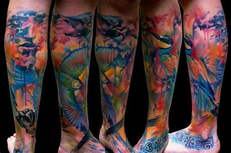 Very Colorful Lower Leg Wrap Around Artsy Tattoos