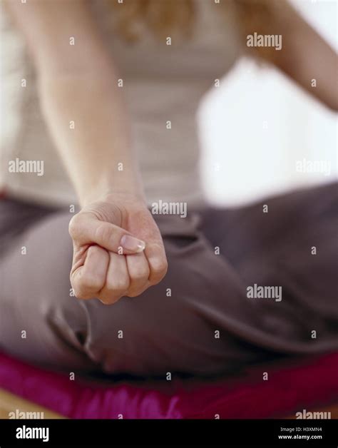 Yoga Woman Meditation An Easy Seat Sukhasana Detail Hand