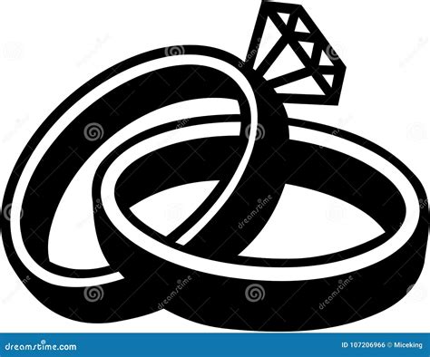 Set Wedding Rings Heart Tag And Healed Broken Heart Icon Vector