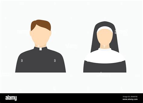Catholic Priest And Nun Icon Vector Illustration Stock Vector Image