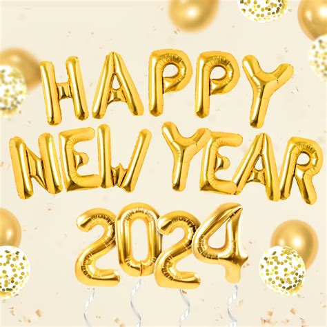 Buy Fotiomrg Happy New Year Balloons 2024 Set With Metallic Gold