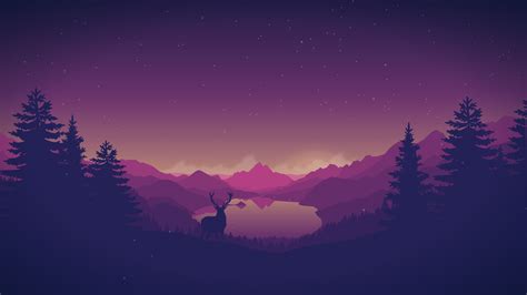 Artwork Deer Antlers Forest Mountains Lake Digital