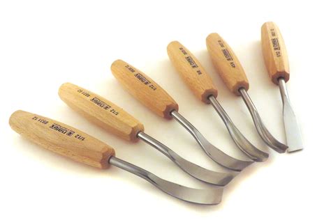 Narex 6 Piece Set Carving Chisels Curved Skews Curved Straight Curved