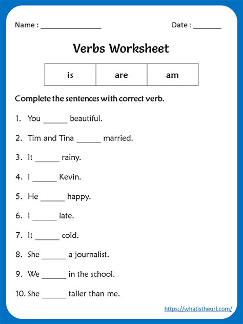 English worksheets for grade 1 aim to teach children the basics of language usage. Is, Are, Am Verbs Worksheets For 5th Grade | Verb ...