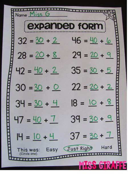 Expanded Form Math Worksheet