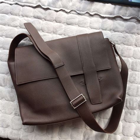 New Hermes Dark Coffee Togo Calfskin Leather Mens Messenger Bag