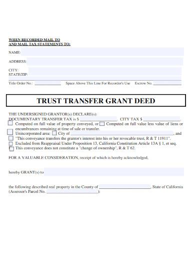 Free 10 Trust Transfer Deed Samples In Pdf