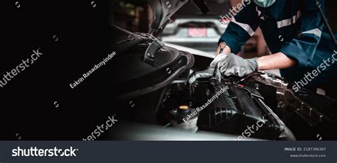 Car Care Maintenance Servicing Closeup Hand Stock Photo 2187396387