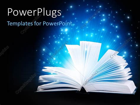 Powerpoint Template Open Book With Pages Fanned Giving Off Lights On