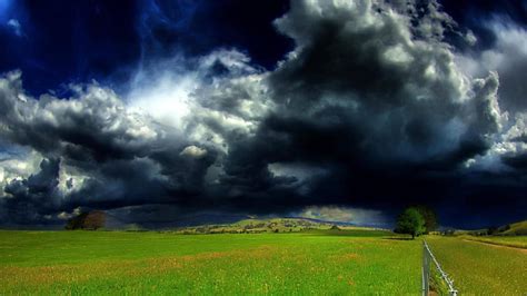 Amazing Stormy Sky Fence Fields Sky Storm Hd Wallpaper Peakpx