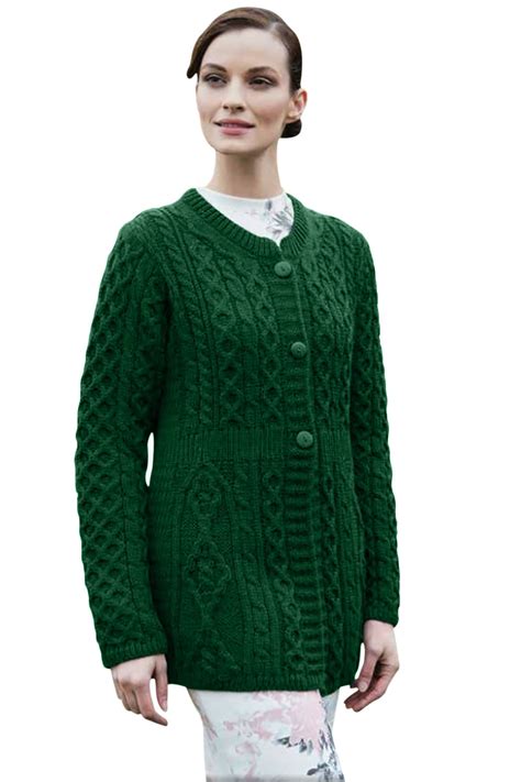 Traditional Irish Cable Knit Cardigan Irish Merino Wool Button Sweater Soft Warm Ebay
