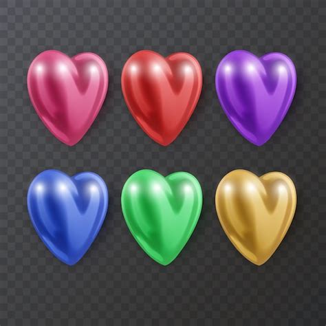 Premium Vector Set Of 3d Red Heart Love Symbol Isolated On Dark