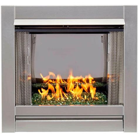 Duluth Forge Vent Free Stainless Outdoor Gas Fireplace Insert With Emerald Green Fire Glass
