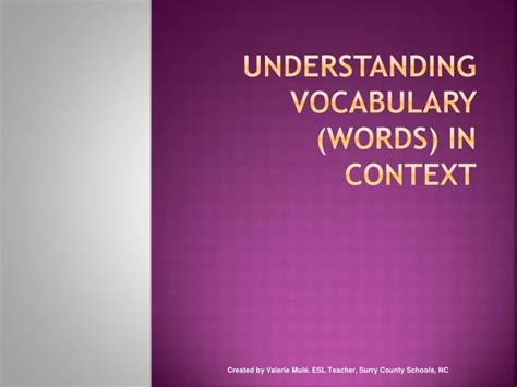 Ppt Understanding Vocabulary Words In Context Powerpoint