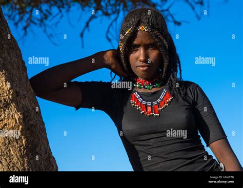 Portrait Of An Afar Tribe Girl With Braided Hair Afar Region Chifra