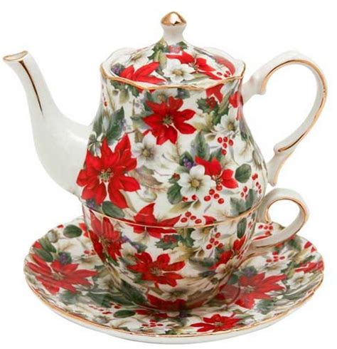 Christmas Tea For One Poinsettia Design Home And Garden Kitchen