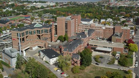 6k Stock Footage Aerial Video Orbiting Maine Medical Center Autumn