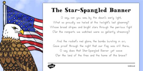 The Star Spangled Banner Lyrics Us United States America American