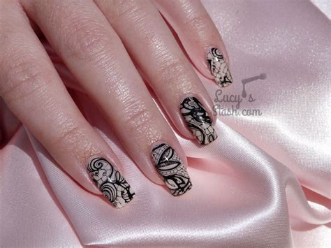Racy Lacy Nails Black Stamped Lace Nail Art And Barry M Do It Like A
