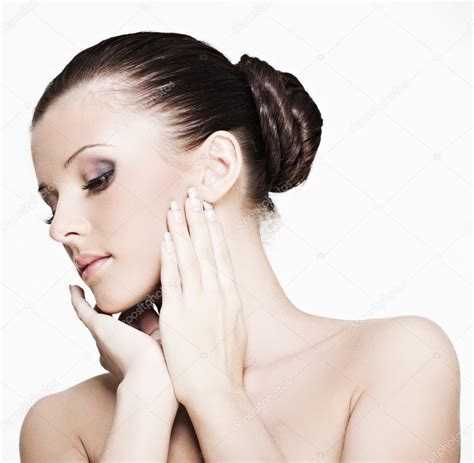 Beautiful Face Of A Woman With Perfect Skin Stock Photo Babkin