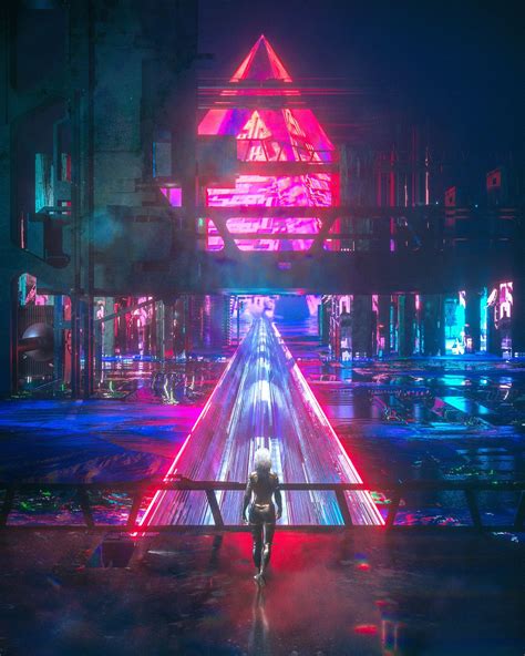 Fragments Of A Hologram Dystopia Cyberpunk Art Landscape Concept