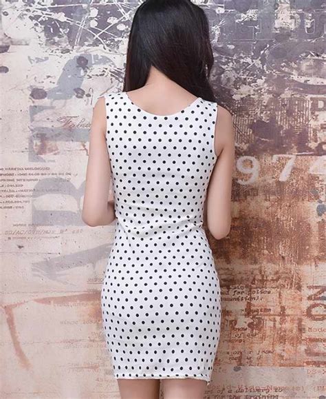 Sexy Polka Dots Design White Wrap Dress On Luulla