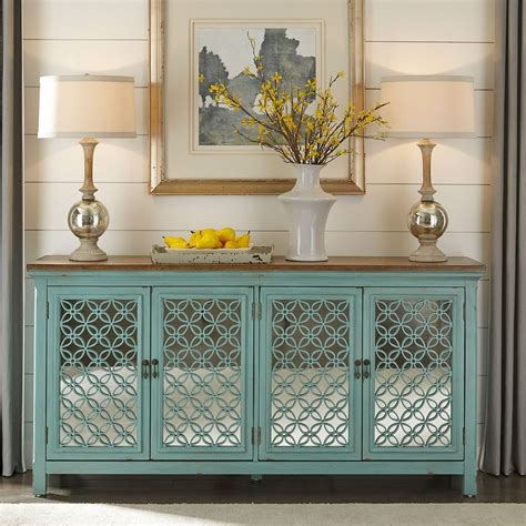 Eclectic Living Turquoise 4 Door Accent Cabinet From Liberty Coleman
