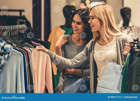 Girls Going Shopping Stock Image Image Of Carry Attractive 88461715