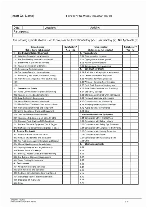 Construction Site Inspection Form Template Best Of To Site Inspection